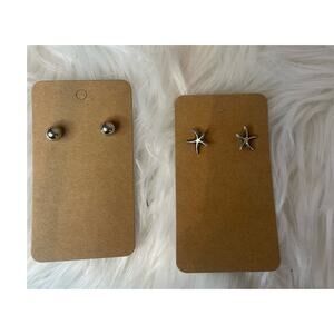 New Earrings 2 Pair Silvertone Balls Starfish